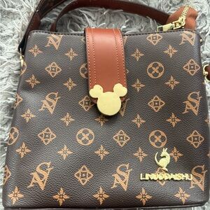Disney knock-off Brown and Gold Patterned Shoulder Bag